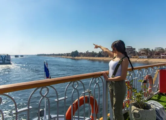 Female tourist in Egypt, Luxor Aswan Nile Cruises